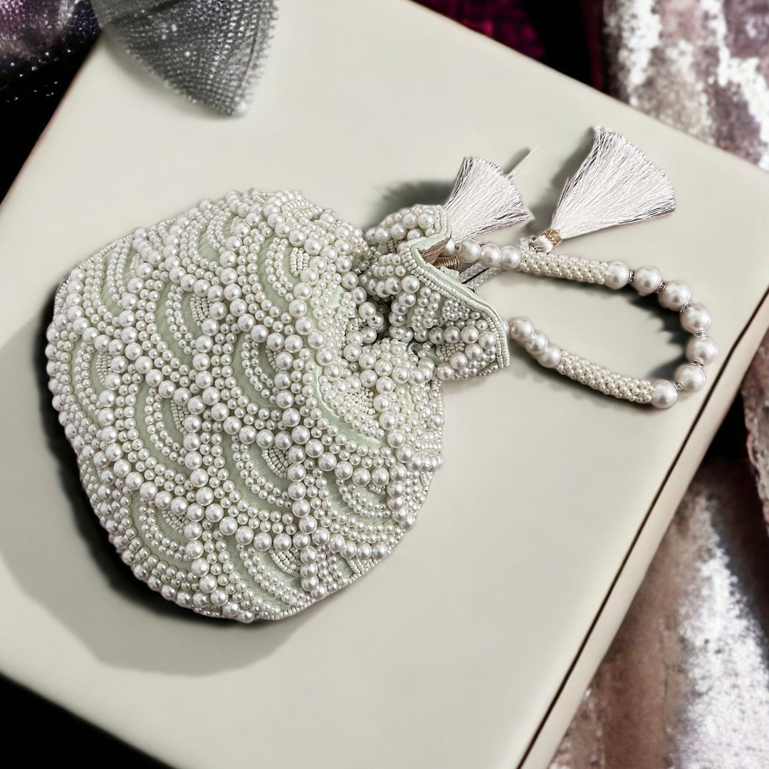 Handmade Beaded Bridal Potli Bag: Indian Pakistani Wedding Accessory