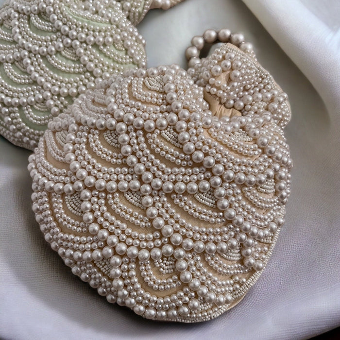 Beaded Bridal Beige Potli Bag