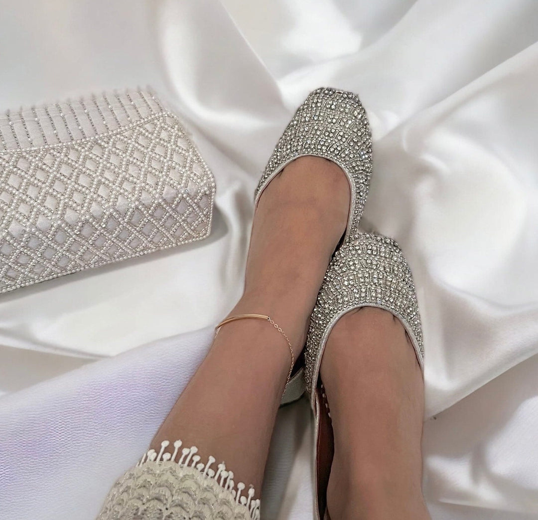 Crystal Bridal Khussa Jutti: Handmade Pakistani Wedding Shoes