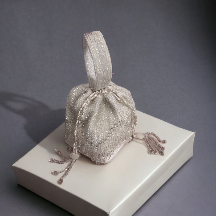Ivory Crystal Bridal Potli Bag