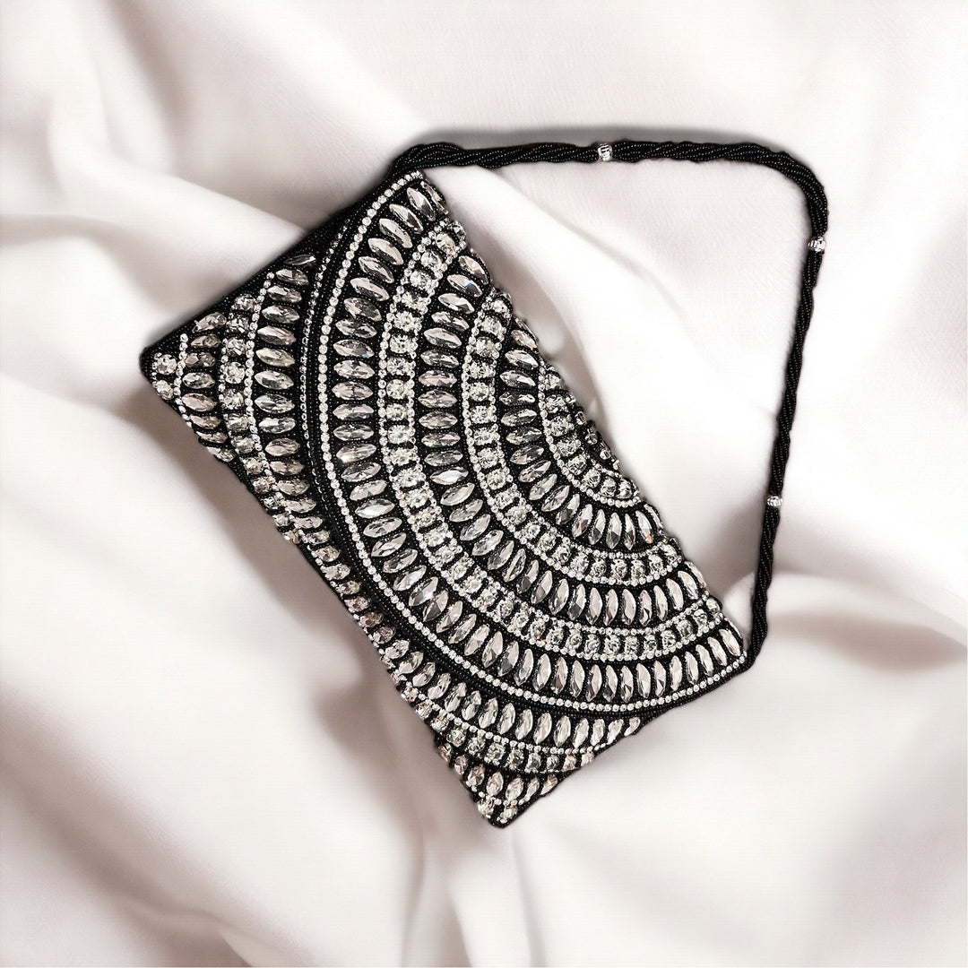 Handmade Crystal Evening Clutch: Bridal Wristlet with Intricate Beading