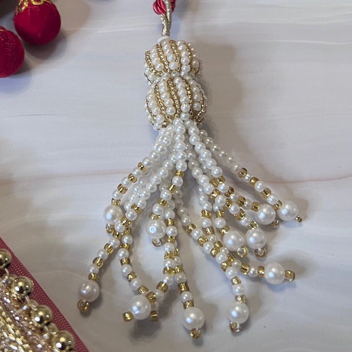 Red Velvet Bridal Potli Bag: Embroidered Indian Wedding Clutch