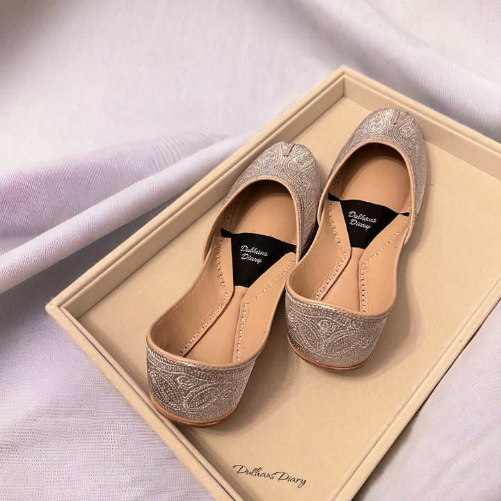 Handmade Silver Tilla Work Khussas: Pakistani Wedding Shoes