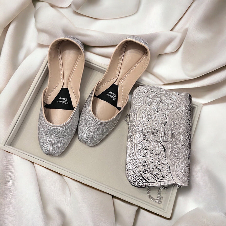 Handmade Silver Tilla Work Khussas: Pakistani Wedding Shoes