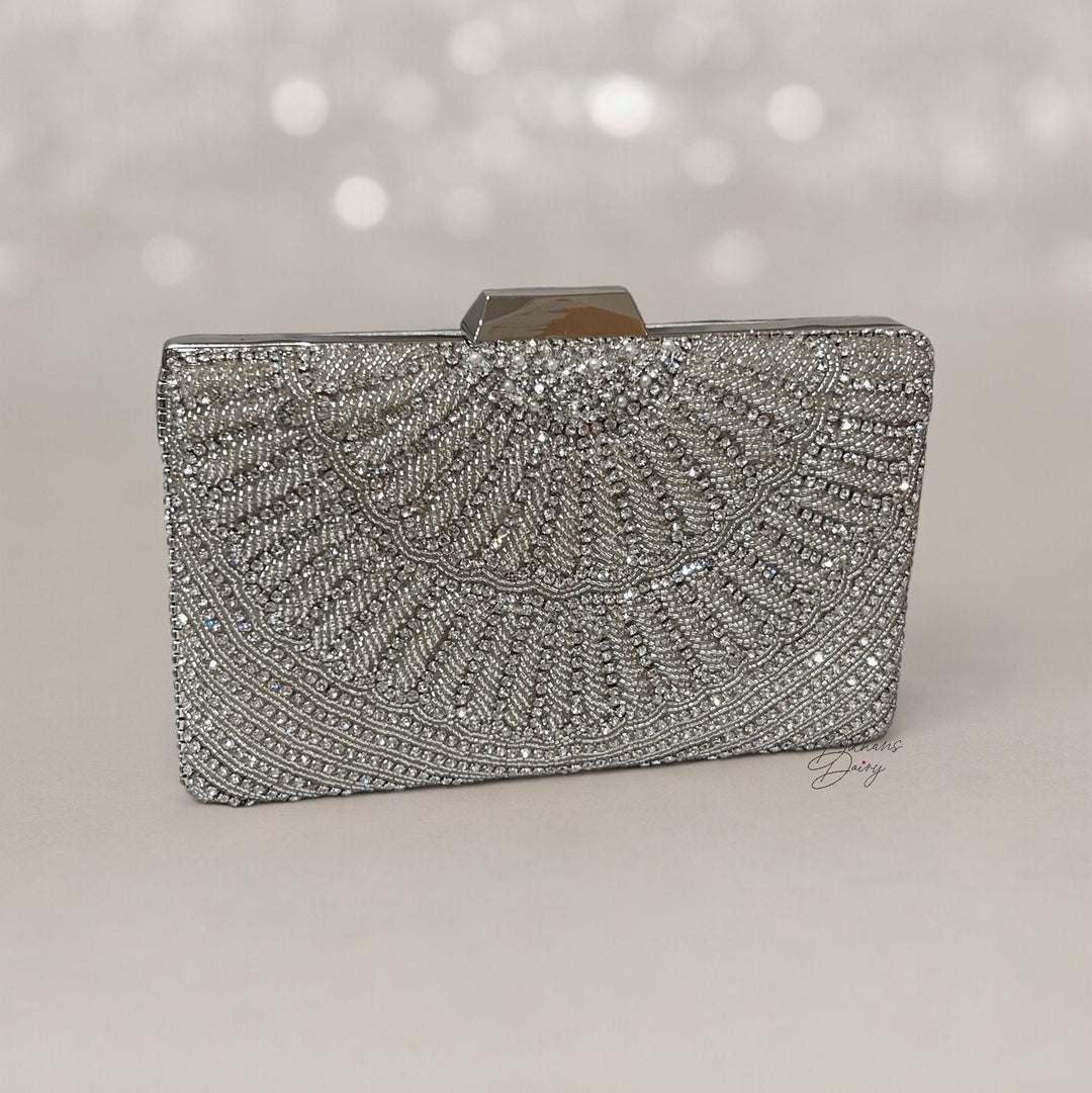 Handmade Crystal Evening Clutch: Ivory Beaded Bridal Purse