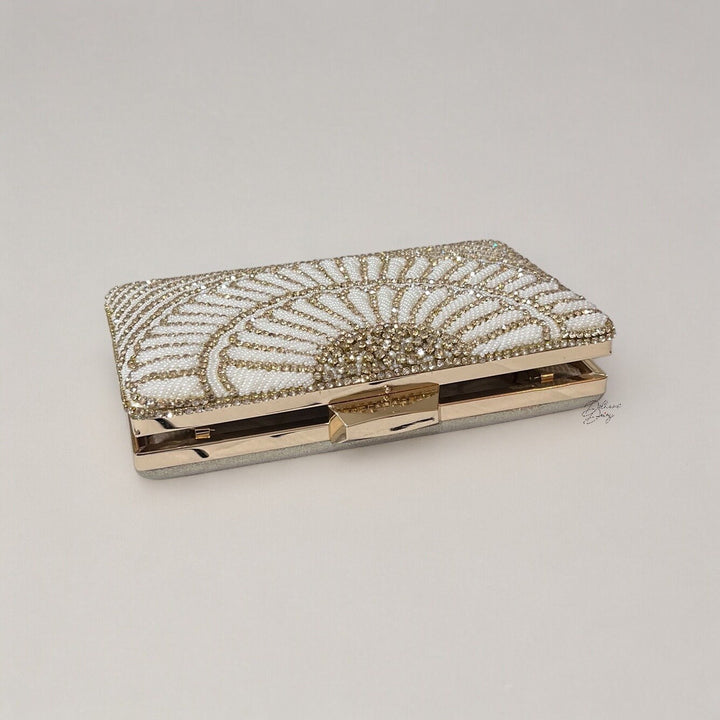 Handmade Crystal Evening Clutch: Ivory Beaded Bridal Purse