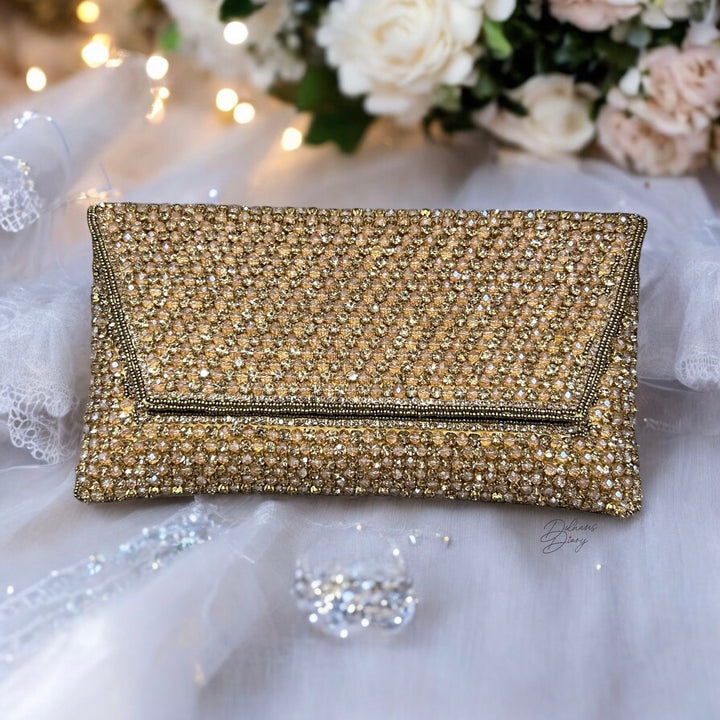 Handmade Antique Bronze Crystal Clutch: Bridal Evening Bag