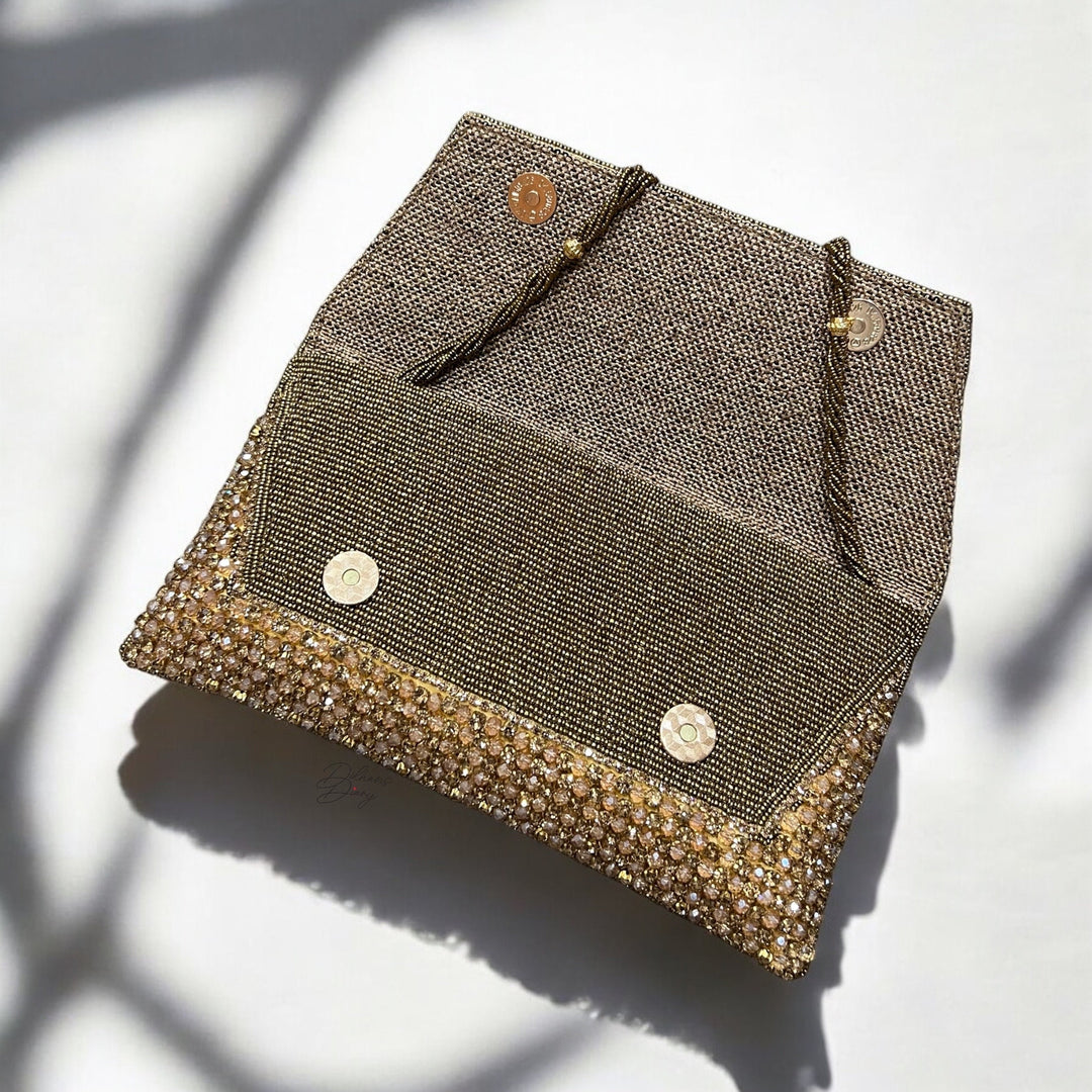 Handmade Antique Bronze Crystal Clutch: Bridal Evening Bag