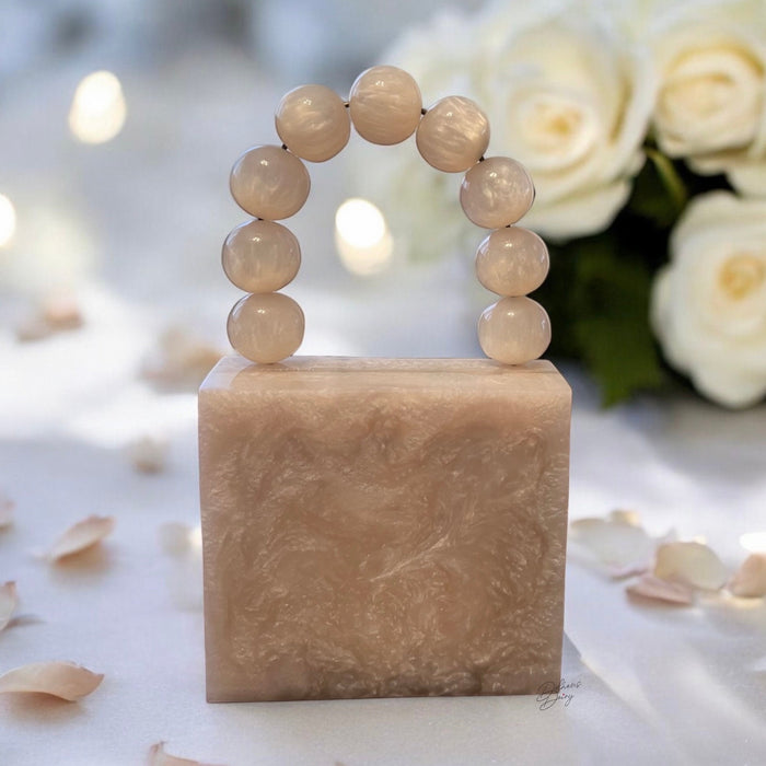 Mini Resin Clutch: Beaded Strap Evening Wristlet