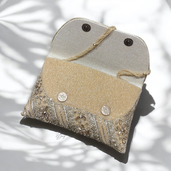 Handmade Ivory Bridal Clutch: Crystal Beaded Wedding Purse