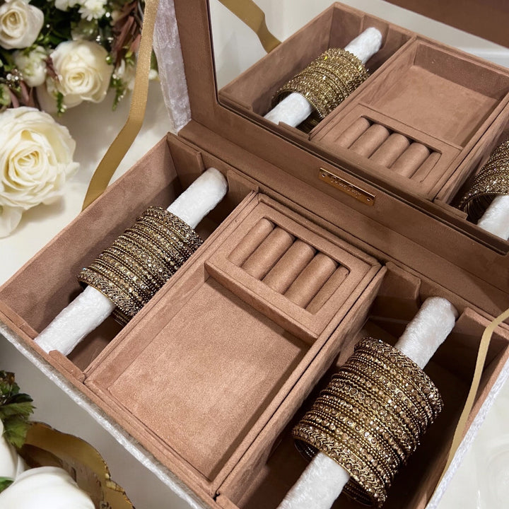 Indian Bridal Bangle Set: Gold Finish Crystal Jewelry