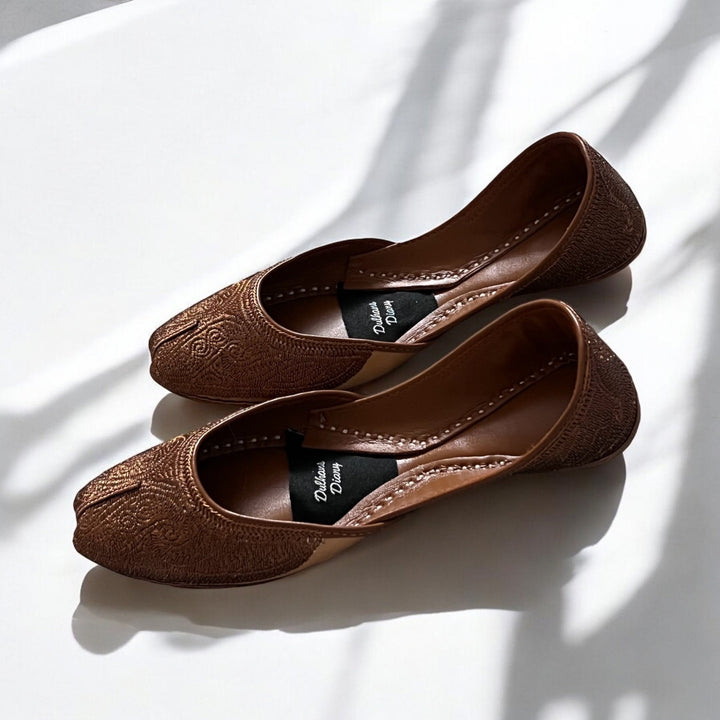 (Pre Order) Handmade Bronze Khussa Jutti: Women's Wedding Party Shoes