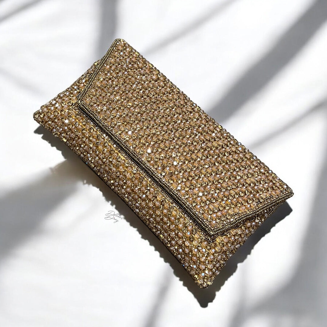 Handmade Antique Bronze Crystal Clutch: Bridal Evening Bag