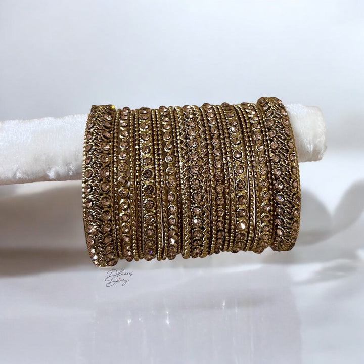 Indian Bridal Bangle Set: Gold Finish Crystal Jewelry