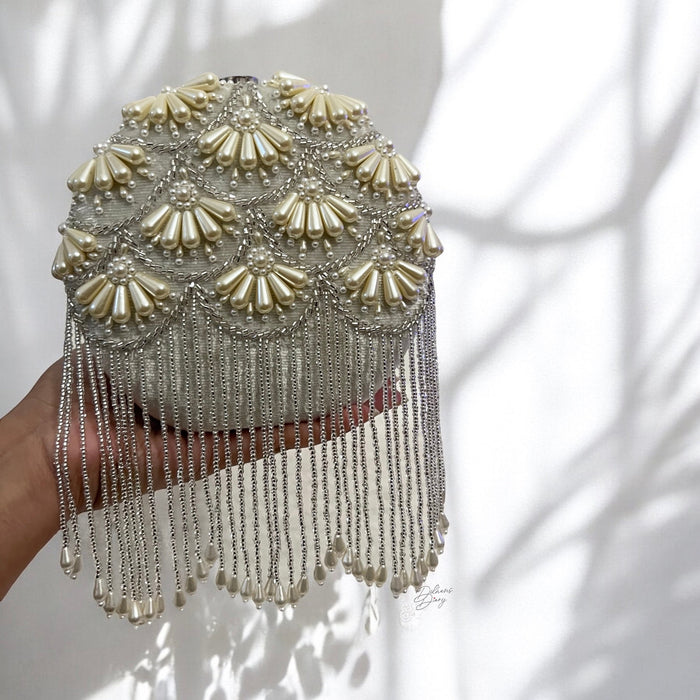 Beaded Round Bridal Clutch