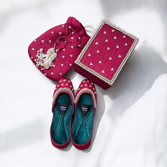 Deep Red Zardozi Embroidered Kalira Box