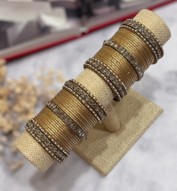 Gold Polki Indian Bridal Bangle Set: Customizable Wedding Jewelry