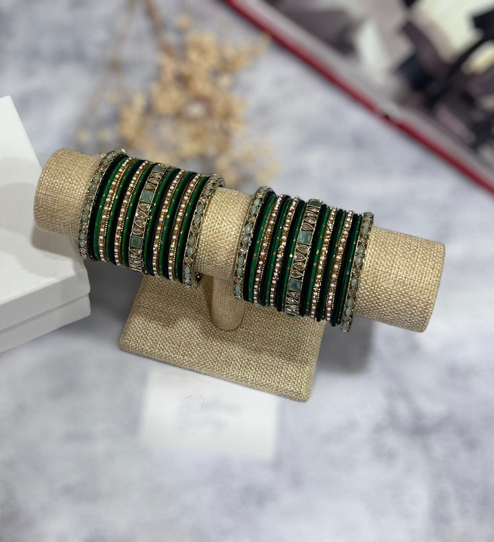 Green Polki Bridal Bangle Set: Indian Wedding Jewelry