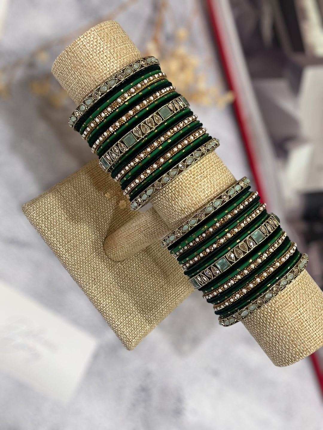 Green Polki Bridal Bangle Set: Indian Wedding Jewelry