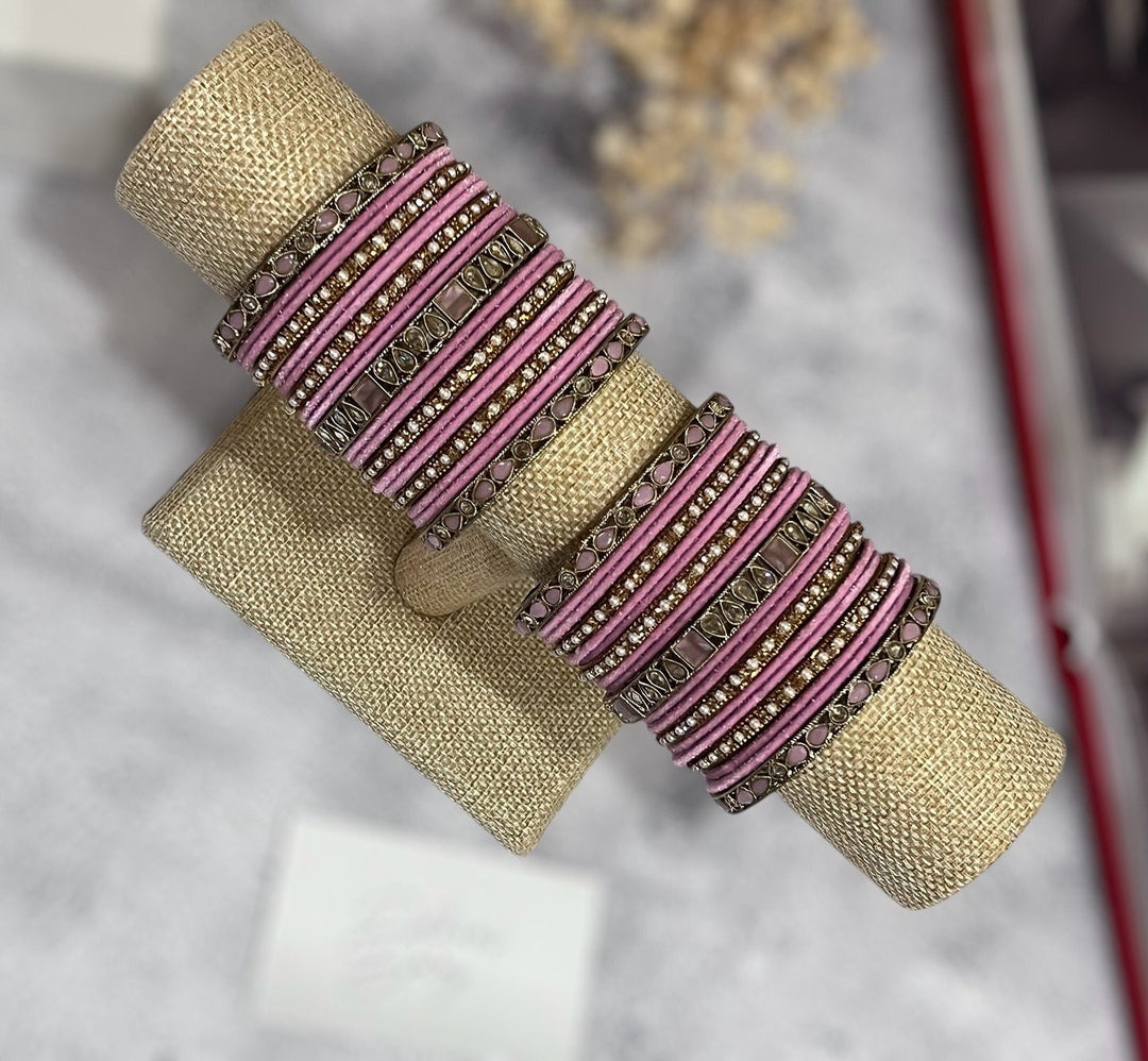 Pink Polki Bridal Bangle Set: Indian Wedding Jewelry