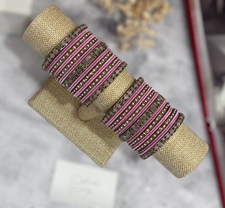 Pink Polki Bridal Bangle Set: Indian Wedding Jewelry
