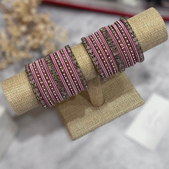 Pink Polki Bridal Bangle Set: Indian Wedding Jewelry