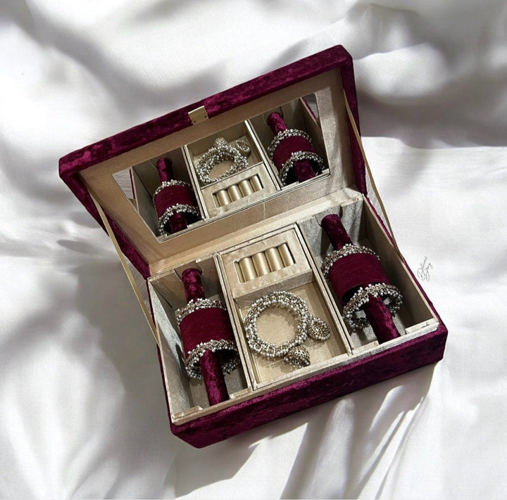 Indian Bridal Polki Bangle Set: Pearl Champagne Bangles