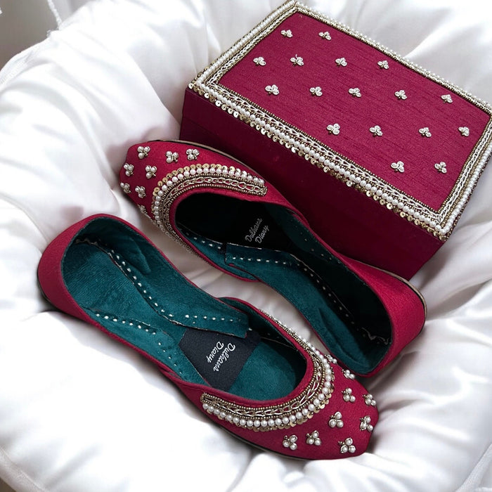 Deep Red Zardozi Embroidered Kalira Box
