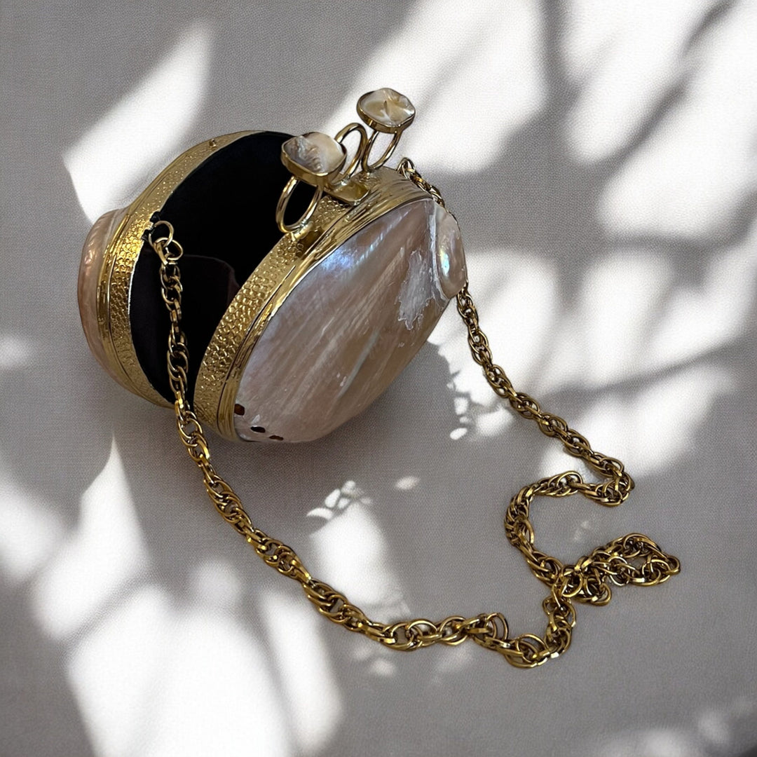 Pink Abalone Shell Minaudiere Clutch: Beach Wedding Wristlet