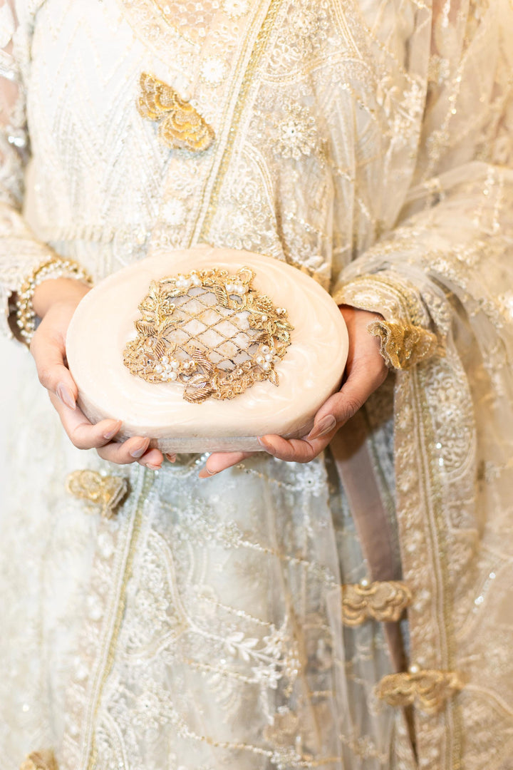 Ivory Bridal Clutch: Hand Embroidered Resin Wedding Clutch