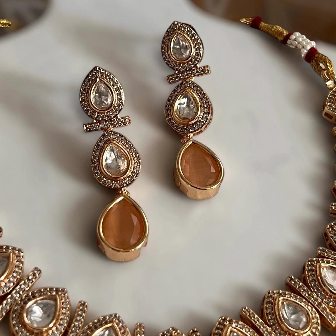 Indian Kundan Necklace Set: Emerald & Crystal Bridal Jewelry