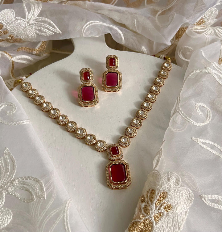 Kundan Necklace Set: Emerald Green Indian Jewelry