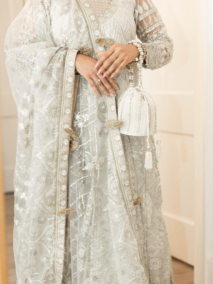 Ivory Beaded Bridal Potli Bag: Handmade Raw Silk Wedding Clutch