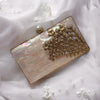 Bridal Pearl Clutch Gold Floral Wedding Wristlet