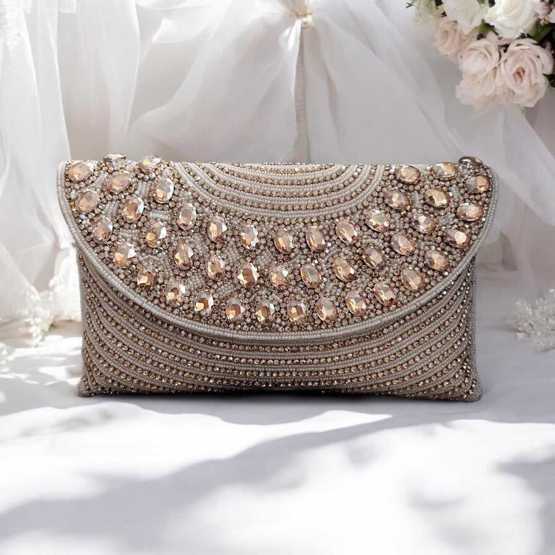 Handmade Crystal Bridal Clutch: Beaded Evening Wristlet