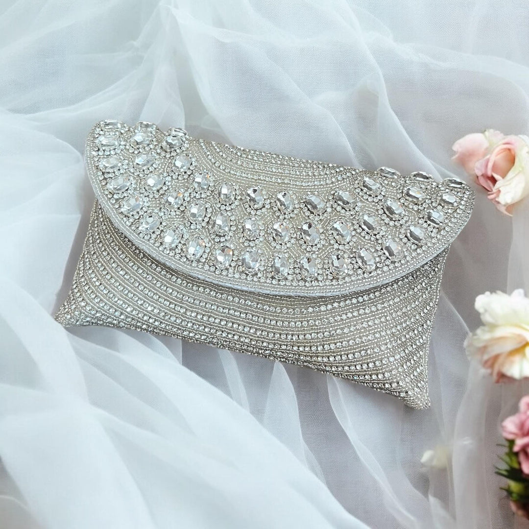 Handmade Crystal Bridal Clutch: Beaded Evening Wristlet