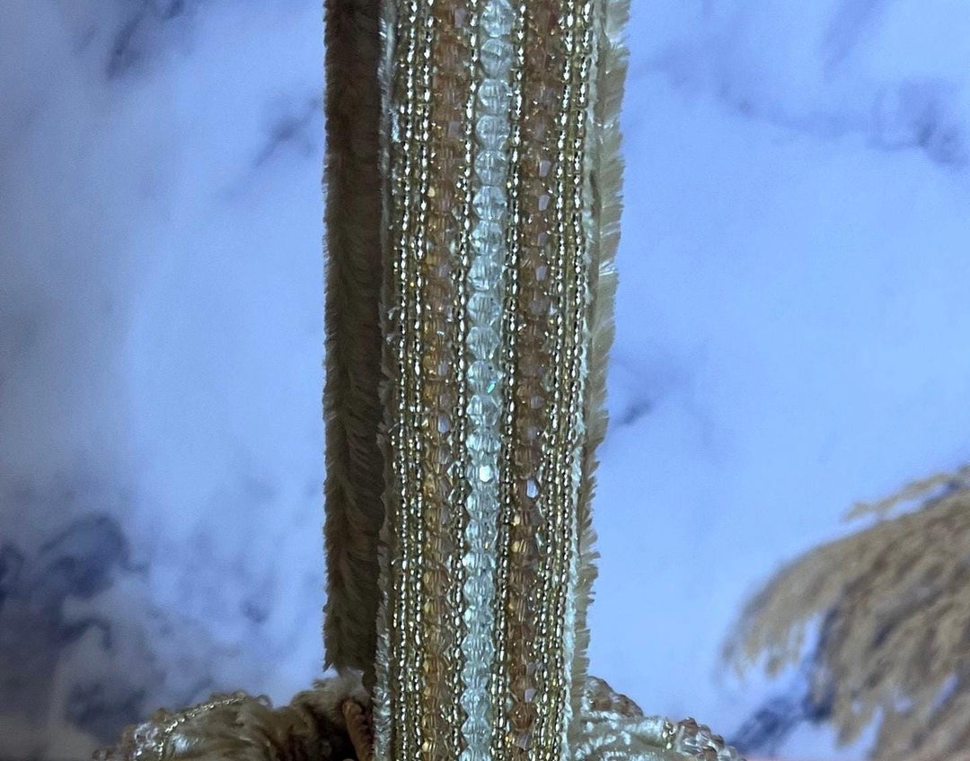 Crystal Embellished Champagne Bridal Potli Bag: Handmade Indian Wedding Wristlet