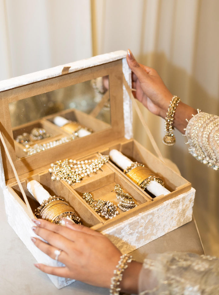 Polki Pearl Indian Bridal Bangle Set: Gold Champagne Bangles