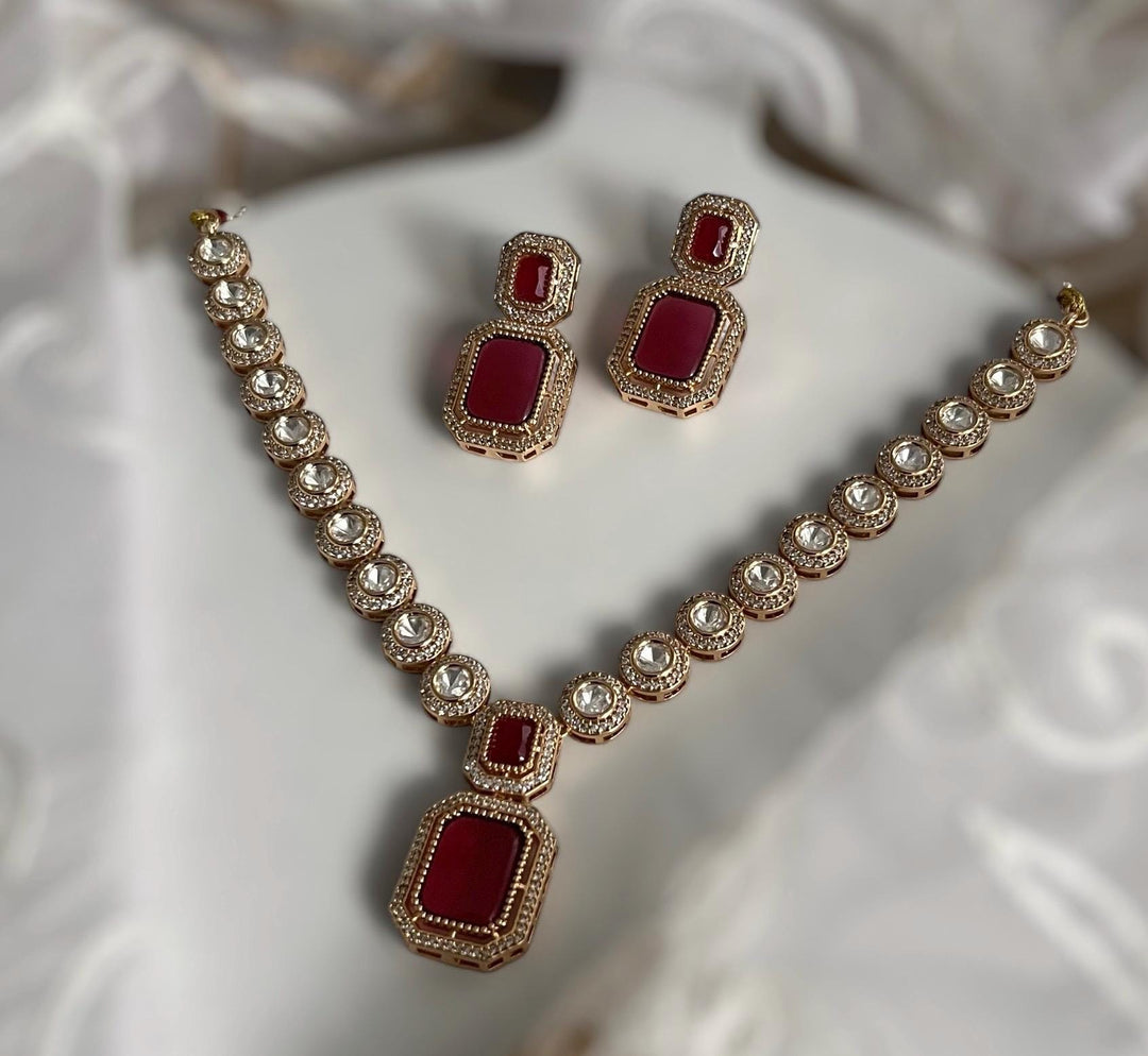 Kundan Necklace Set: Emerald Green Indian Jewelry