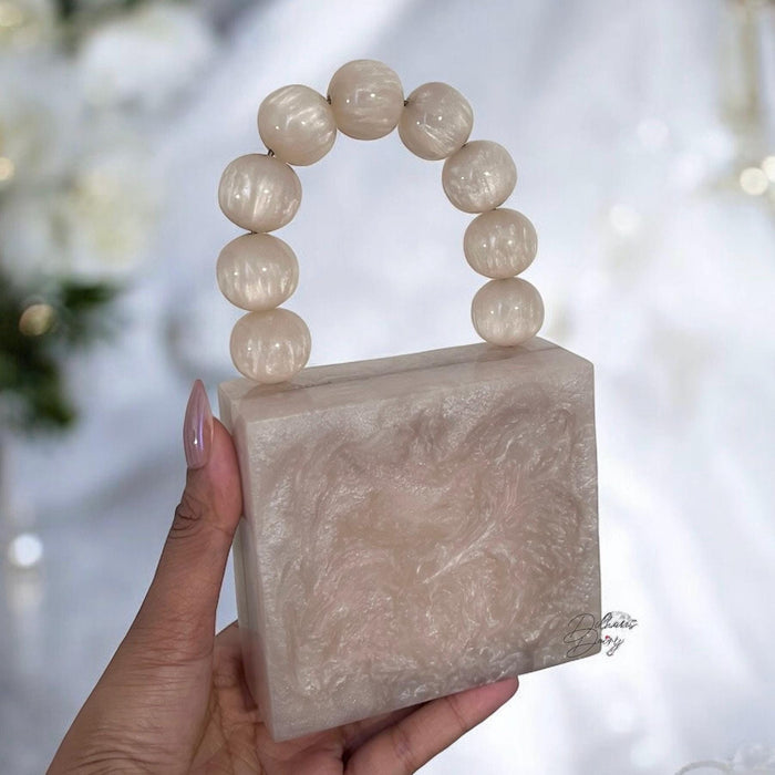 Mini Resin Clutch: Beaded Strap Evening Wristlet