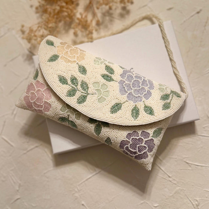 Beaded Floral Envelope Clutch