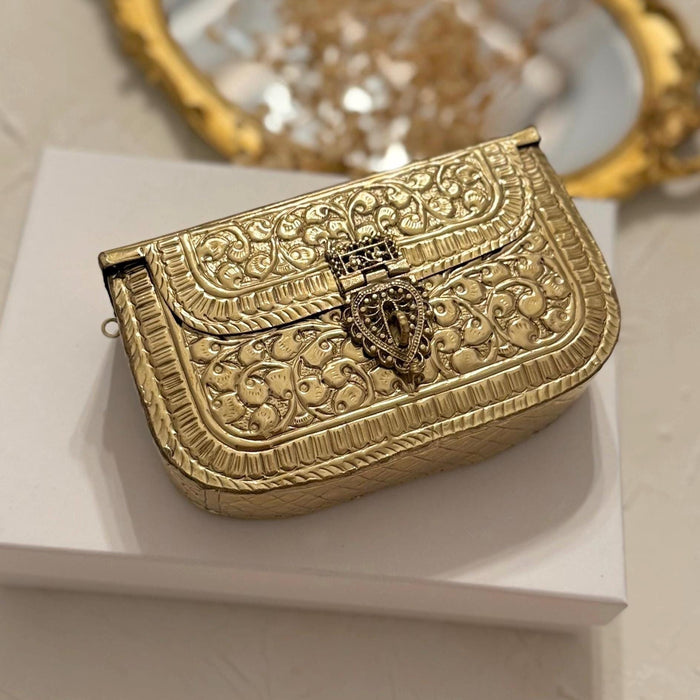 Handmade Gold Plated Brass Clutch: Vintage Style Handbag