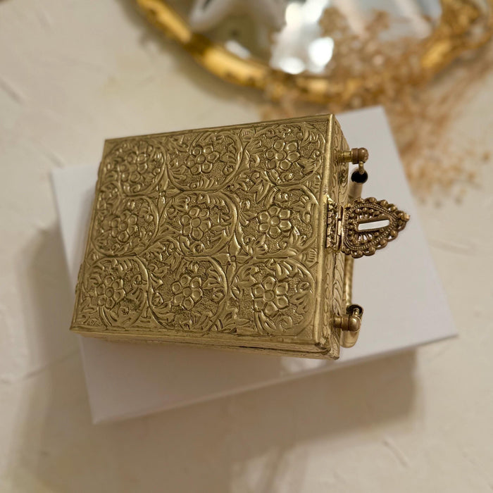 Brass Beauty | Gold Plated Statement Antique Clutch Made With Pure Brass