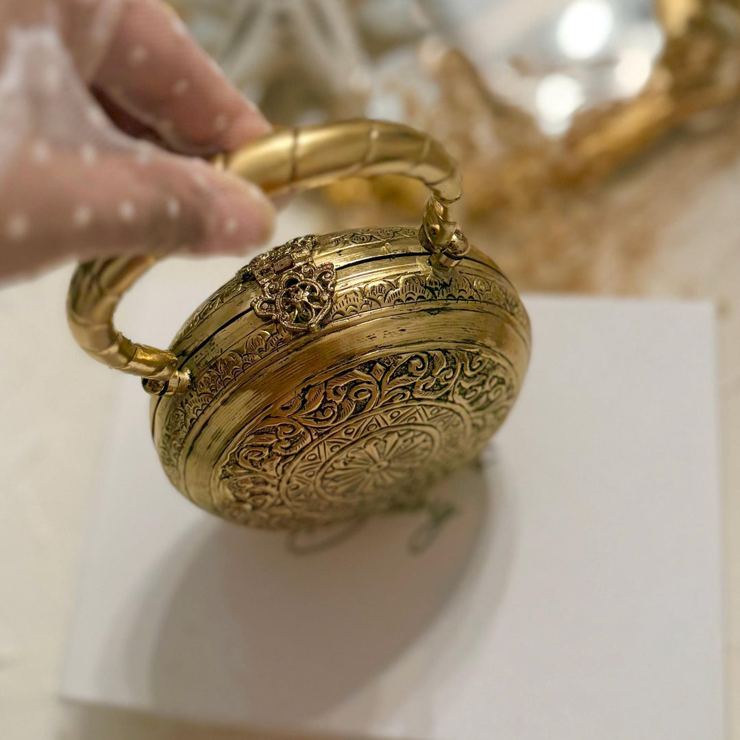 14K Gold Plated Brass Clutch | Mini Top Handle Bag