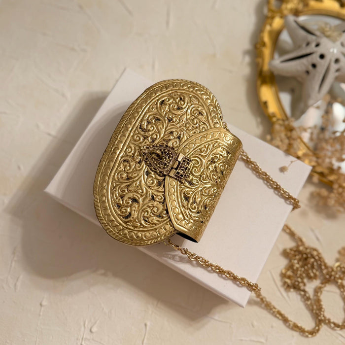 Gold Plated Brass Clutch: Vintage Style Wedding Handbag