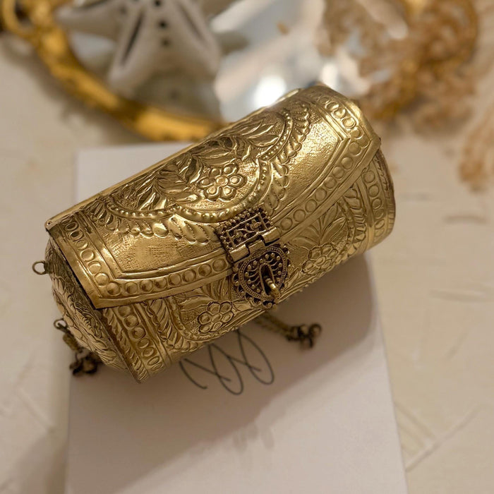 Handmade 14K Gold Plated Brass Clutch: Vintage Style Wedding Purse