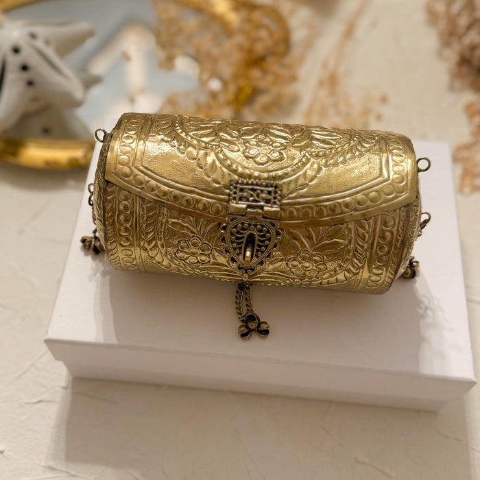 Handmade 14K Gold Plated Brass Clutch: Vintage Style Wedding Purse