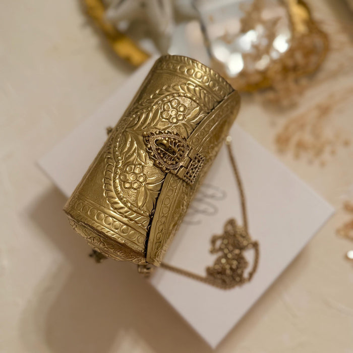 Handmade 14K Gold Plated Brass Clutch: Vintage Style Wedding Purse