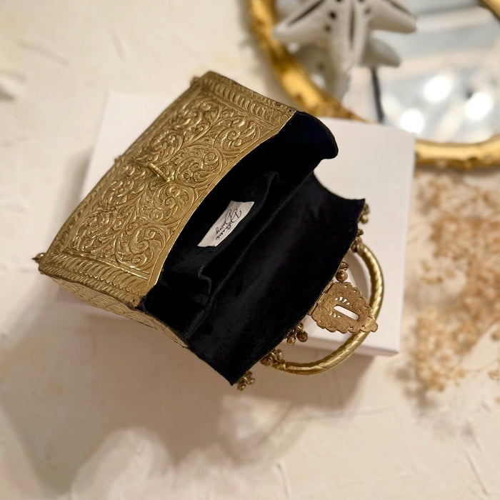 Brass Clutch: Gold Statement Handbag, Indian Vintage Style