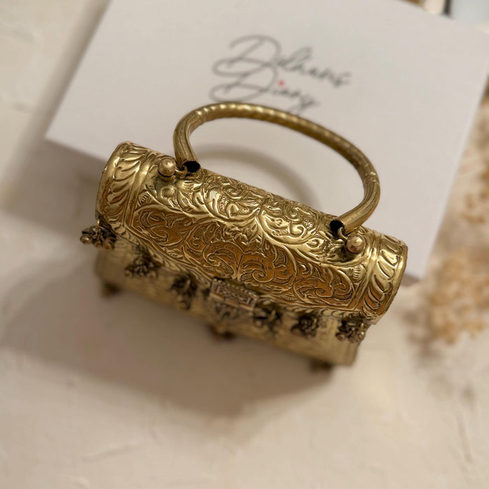 Brass Clutch: Gold Statement Handbag, Indian Vintage Style